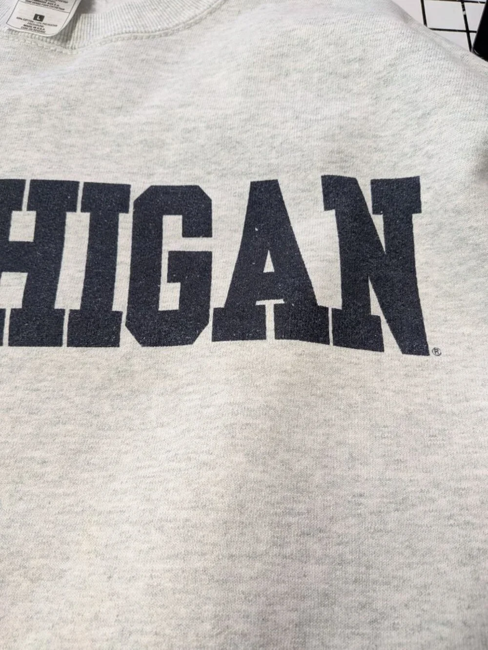Vintage 90s Michigan Crewneck Sweatshirt Fruit of the Loom Ivy USA Made Large
